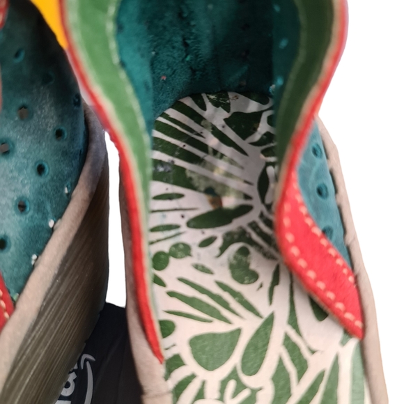 Fly London Ydel Sandals Petrol Red Perforated Leather Wedge Heel UK 4 Size 37 - Picture 10 of 14